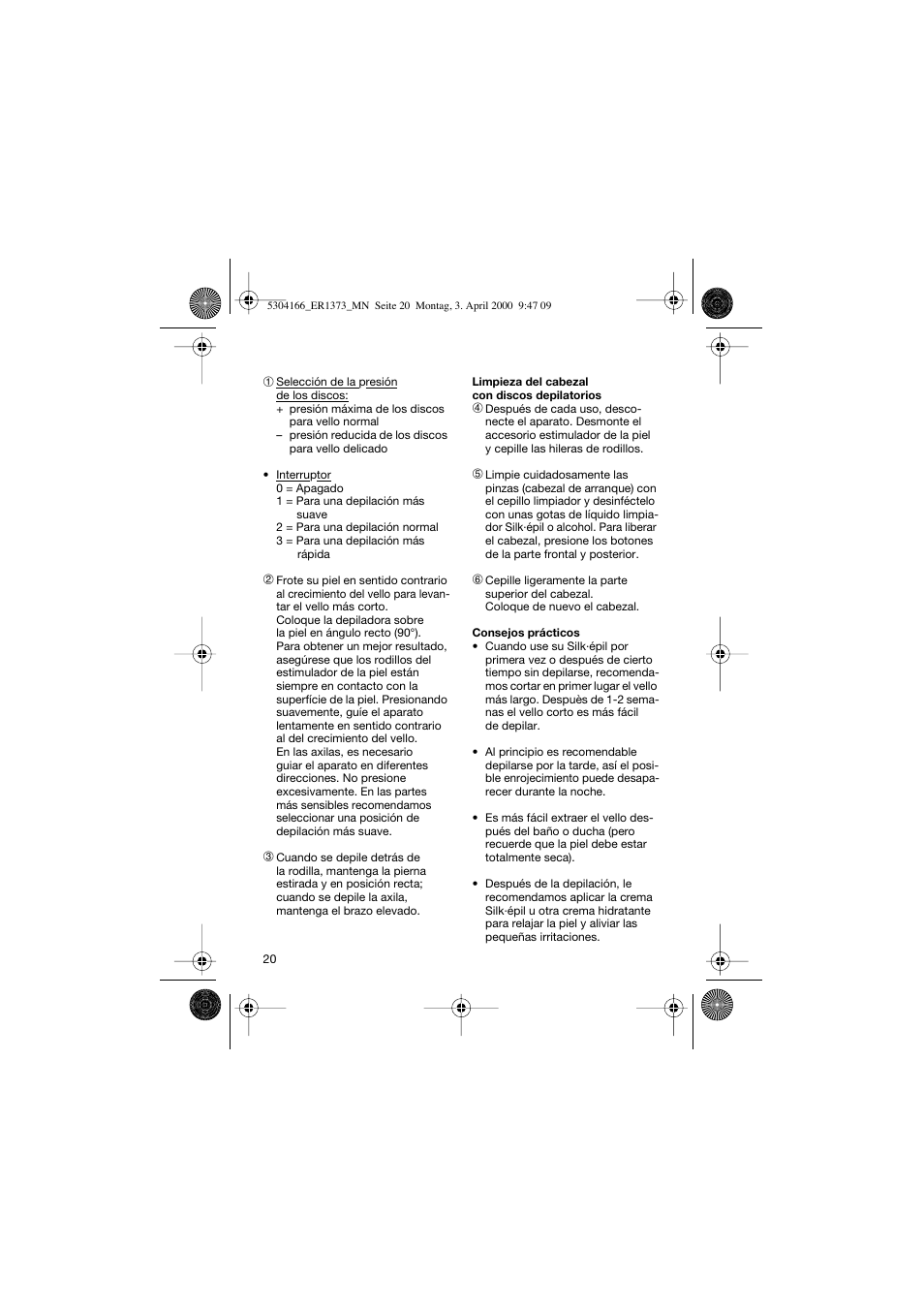 Braun ER1373 Silk-épil SuperSoft Plus User Manual | Page 20 / 59