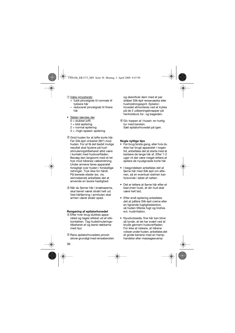 Braun ER1373 Silk-épil SuperSoft Plus User Manual | Page 36 / 59