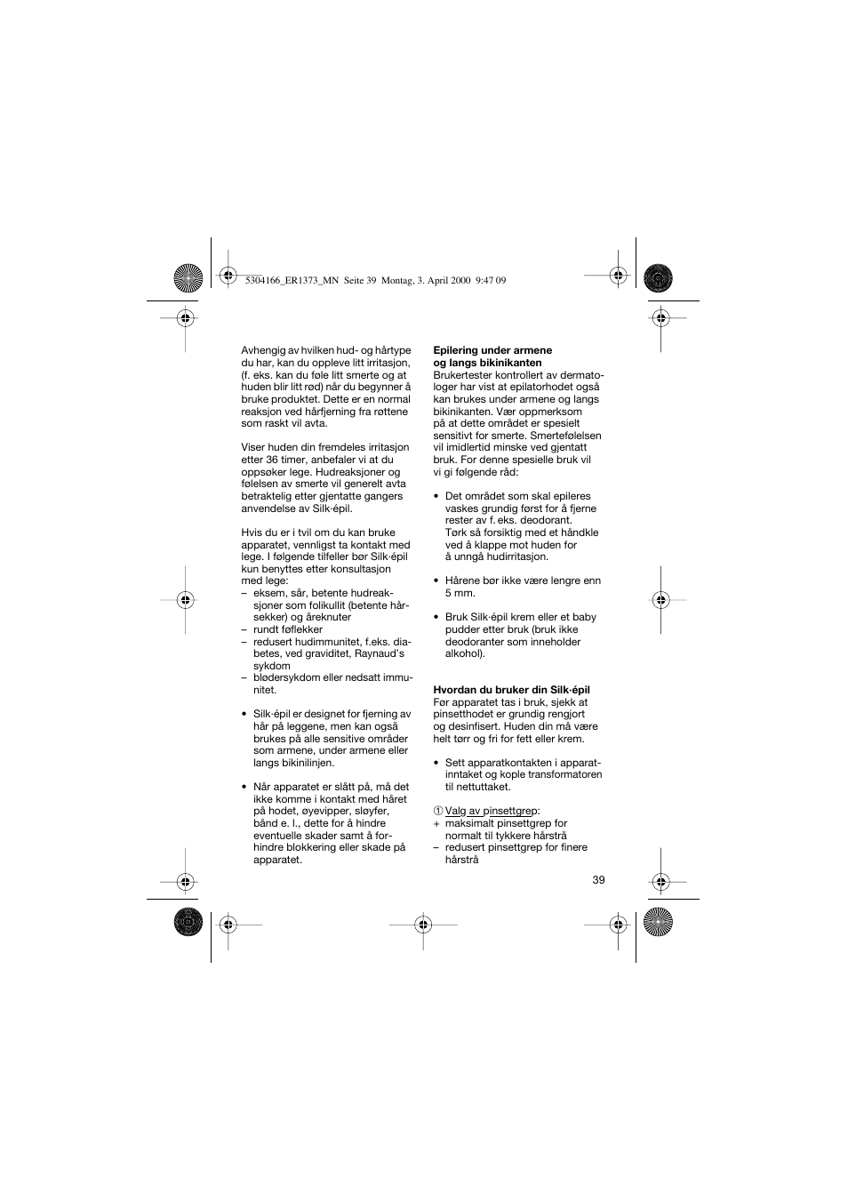 Braun ER1373 Silk-épil SuperSoft Plus User Manual | Page 39 / 59