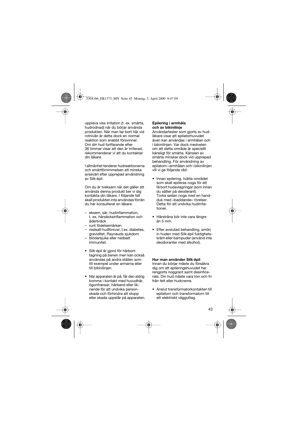 Braun ER1373 Silk-épil SuperSoft Plus User Manual | Page 43 / 59