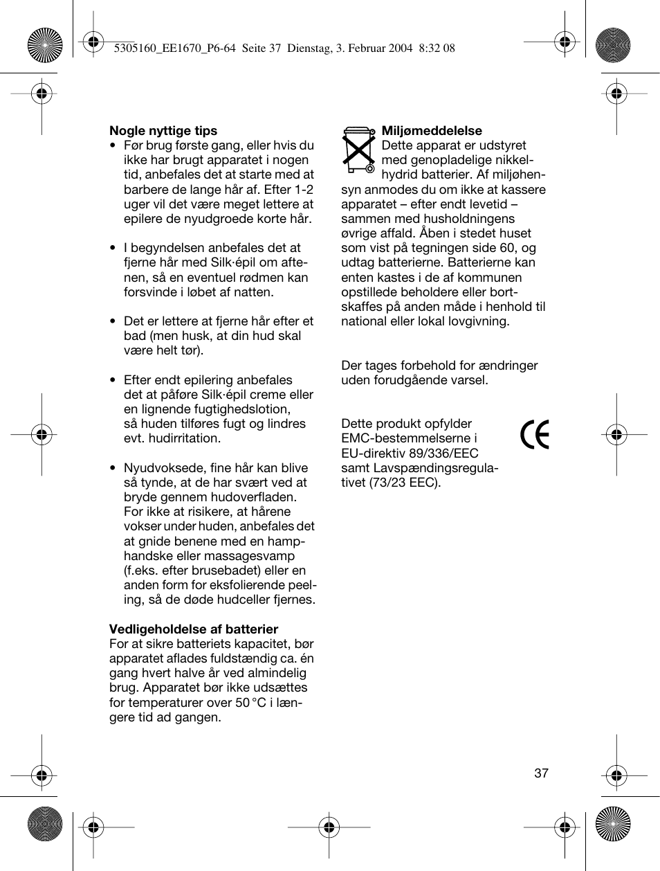 Braun EE1660 Silk-épil SuperSoft Plus User Manual | Page 36 / 59