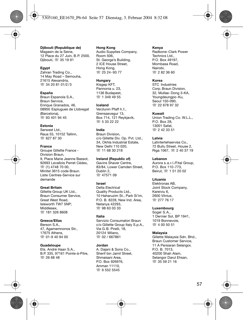 Braun EE1660 Silk-épil SuperSoft Plus User Manual | Page 56 / 59