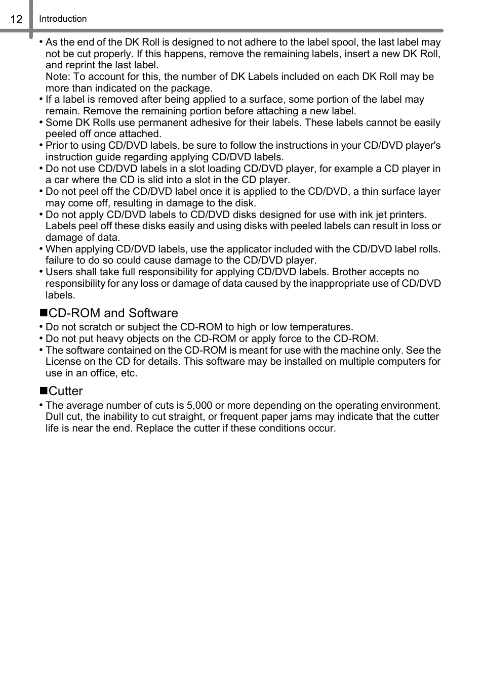 Brother QL-500 User Manual | Page 12 / 62