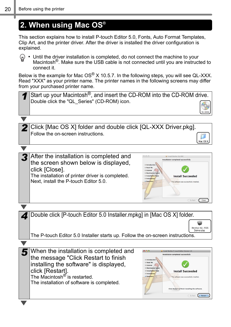 When using mac os | Brother QL-500 User Manual | Page 20 / 62