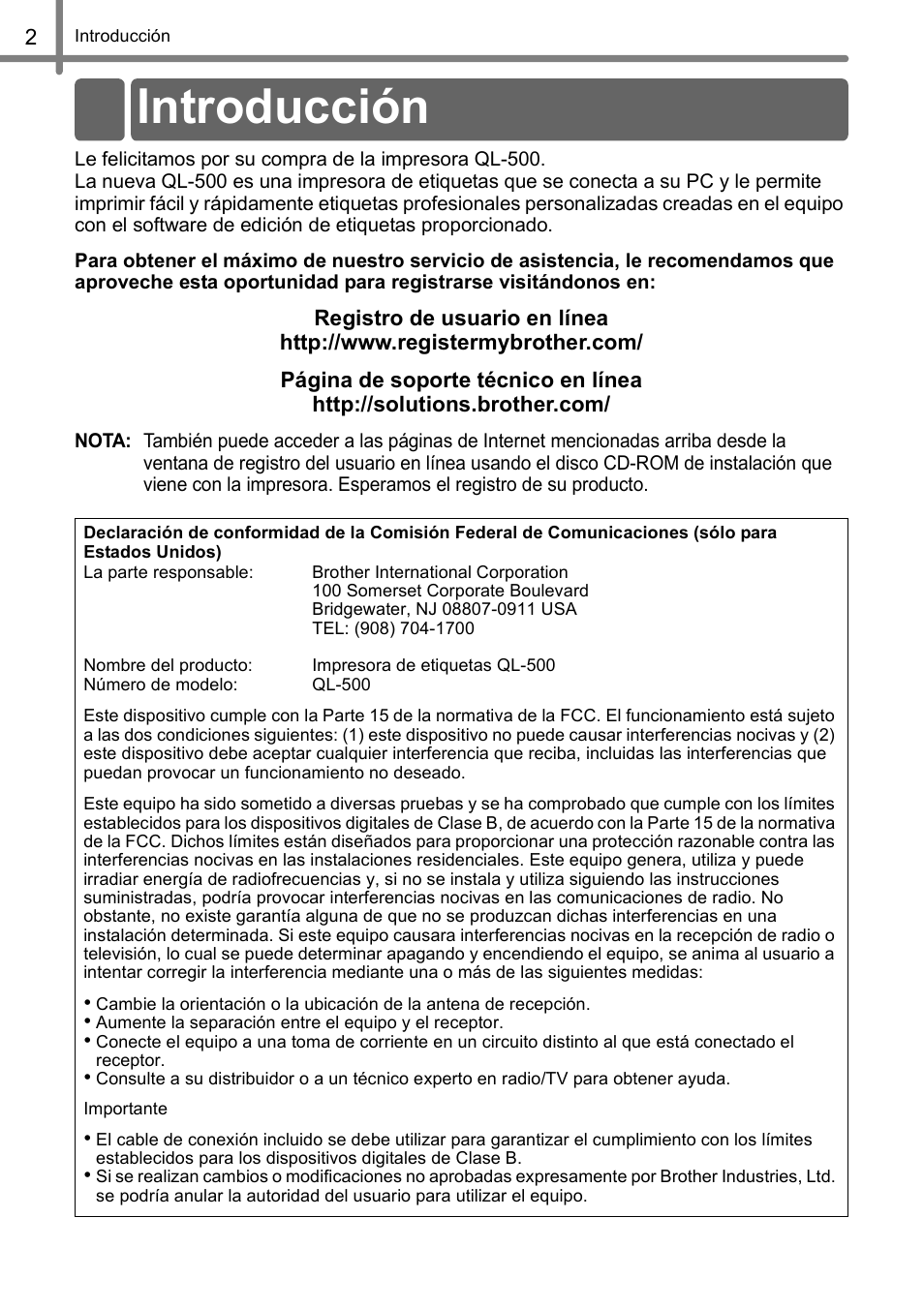 Introducción | Brother QL-500 User Manual | Page 32 / 62