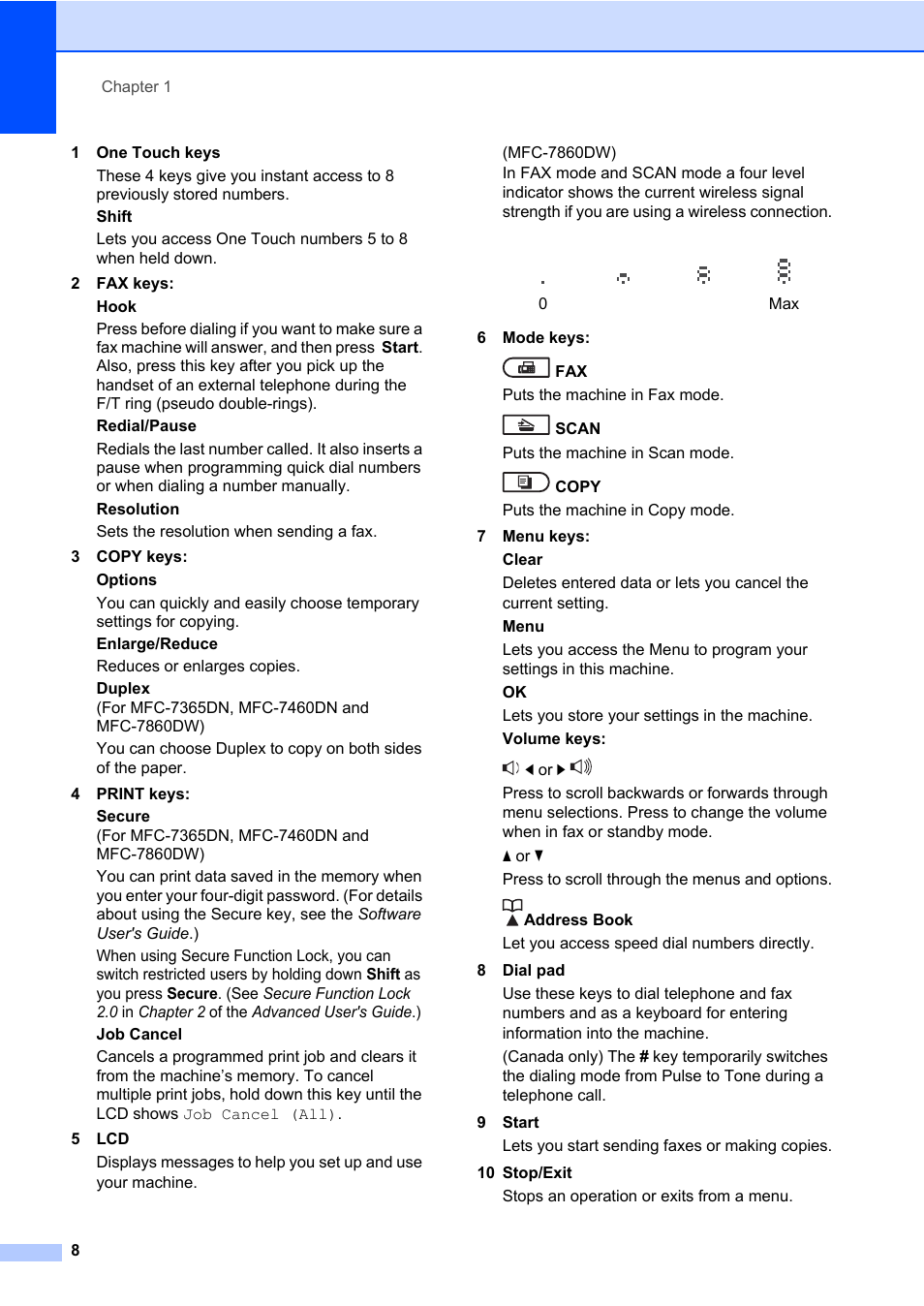 Brother MFC 7860DW User Manual | Page 24 / 162
