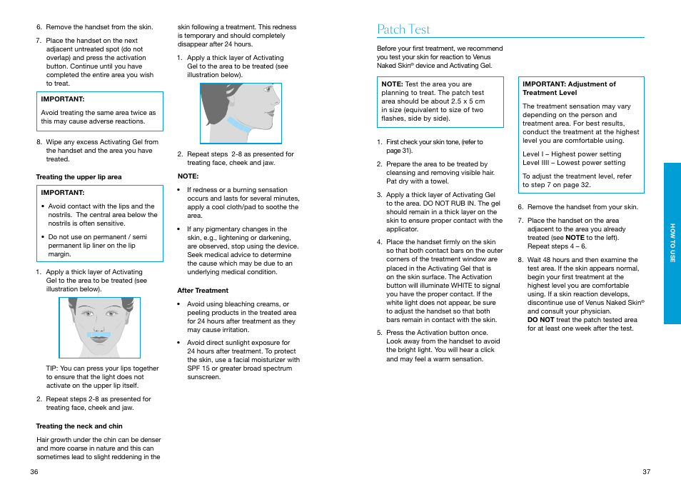 Patch test | Braun Gillette Venus Naked Skin User Manual | Page 20 / 53