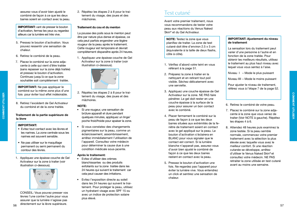 Test cutané | Braun Gillette Venus Naked Skin User Manual | Page 30 / 53