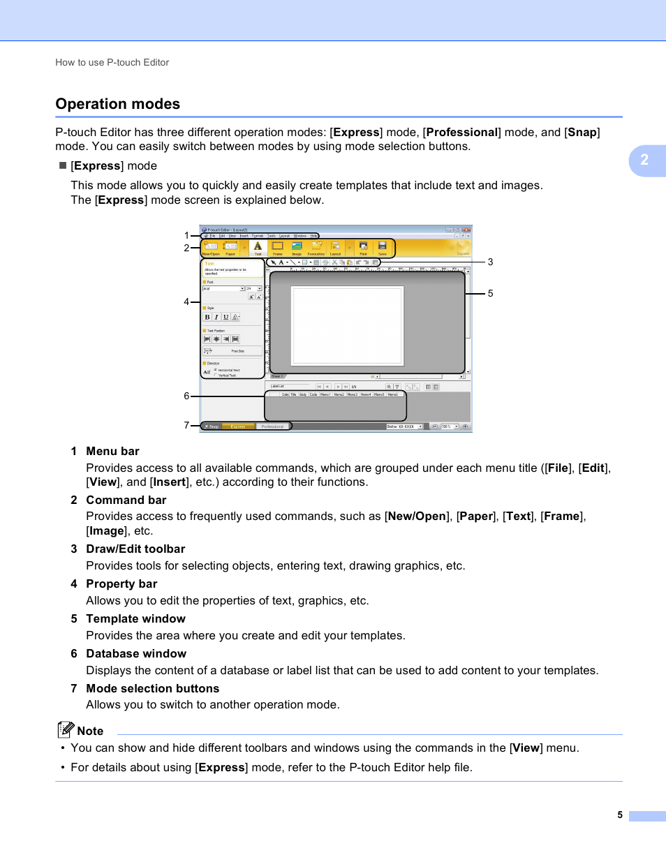 Operation modes, 2operation modes | Brother Pocket Jet6Plus w BT PJ-663 User Manual | Page 8 / 26