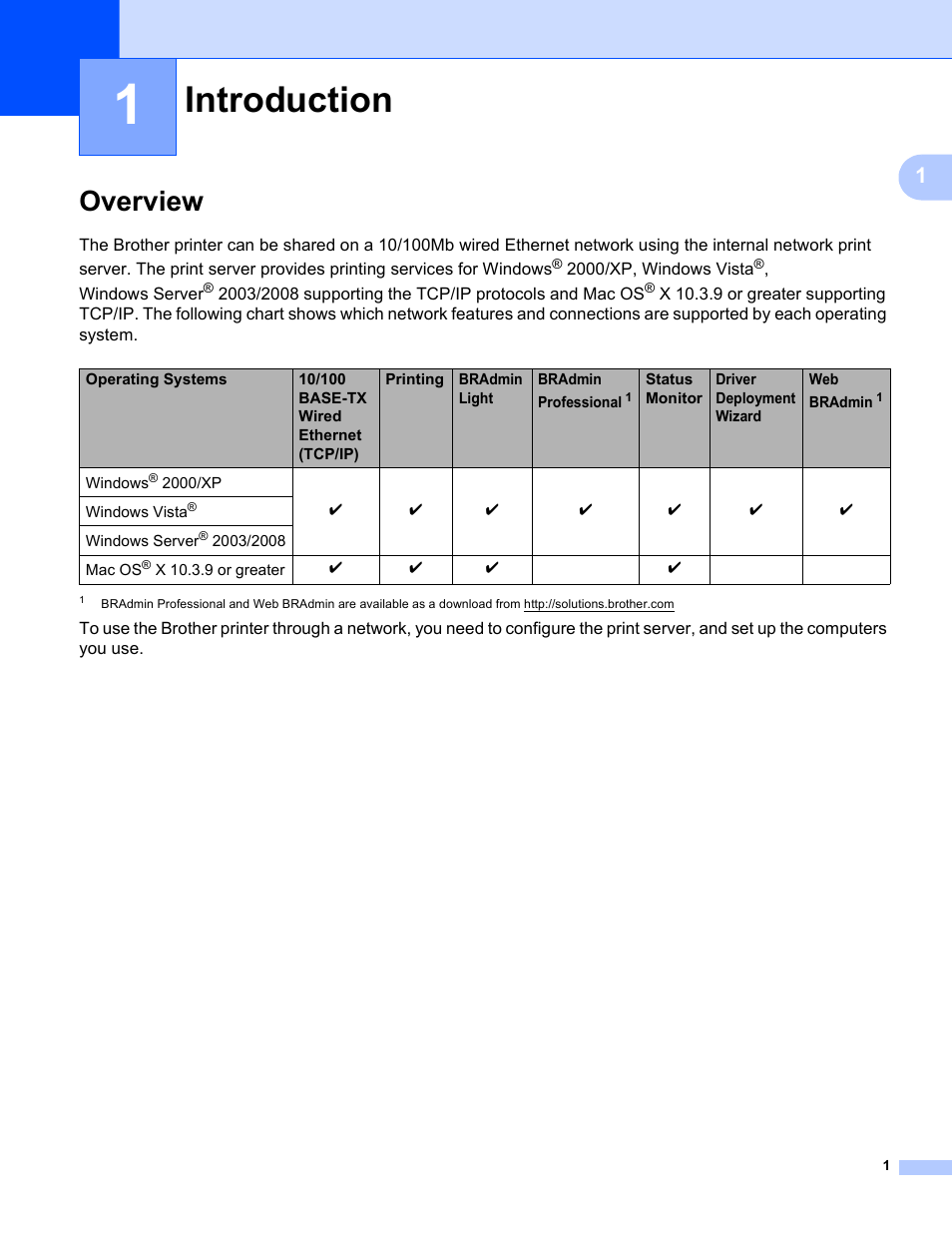 1 introduction, Overview, Introduction | Brother PT-9800PCN User Manual | Page 6 / 42