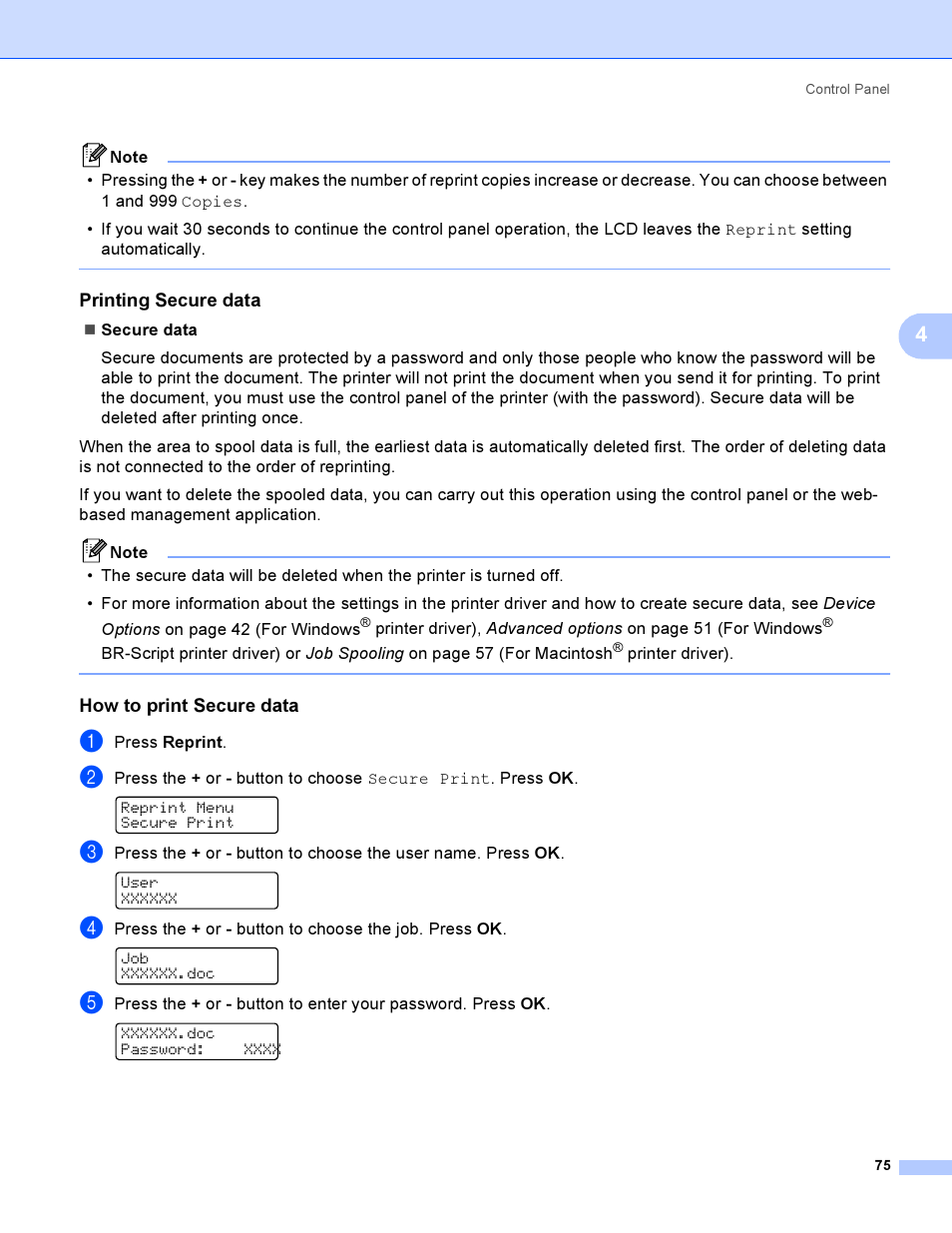 Printing secure data, How to print secure data | Brother HL-4040CDN User Manual | Page 84 / 211