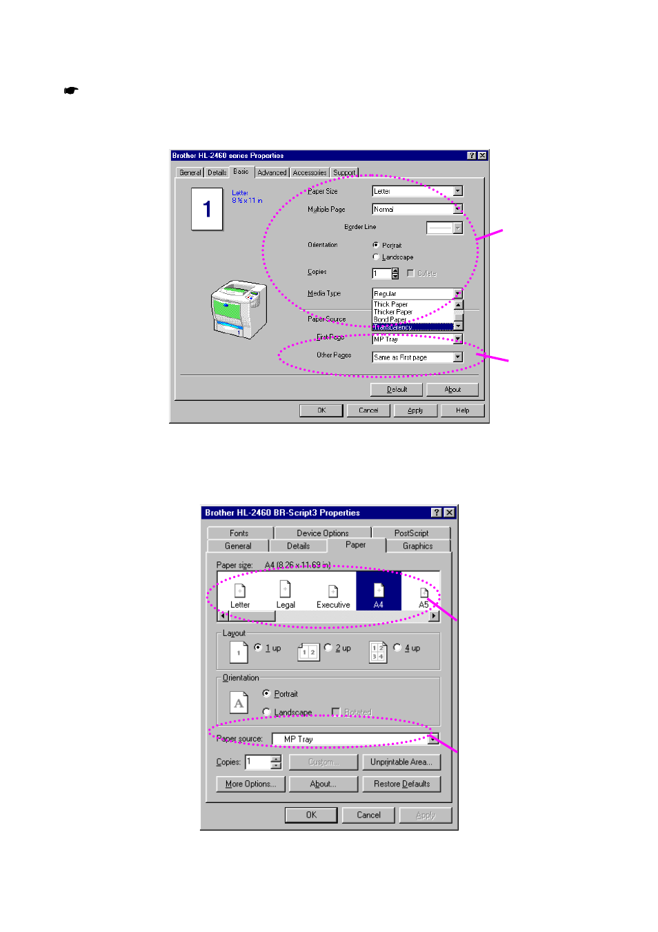 Pcl driver> <ps driver | Brother HL-2460 User Manual | Page 57 / 245