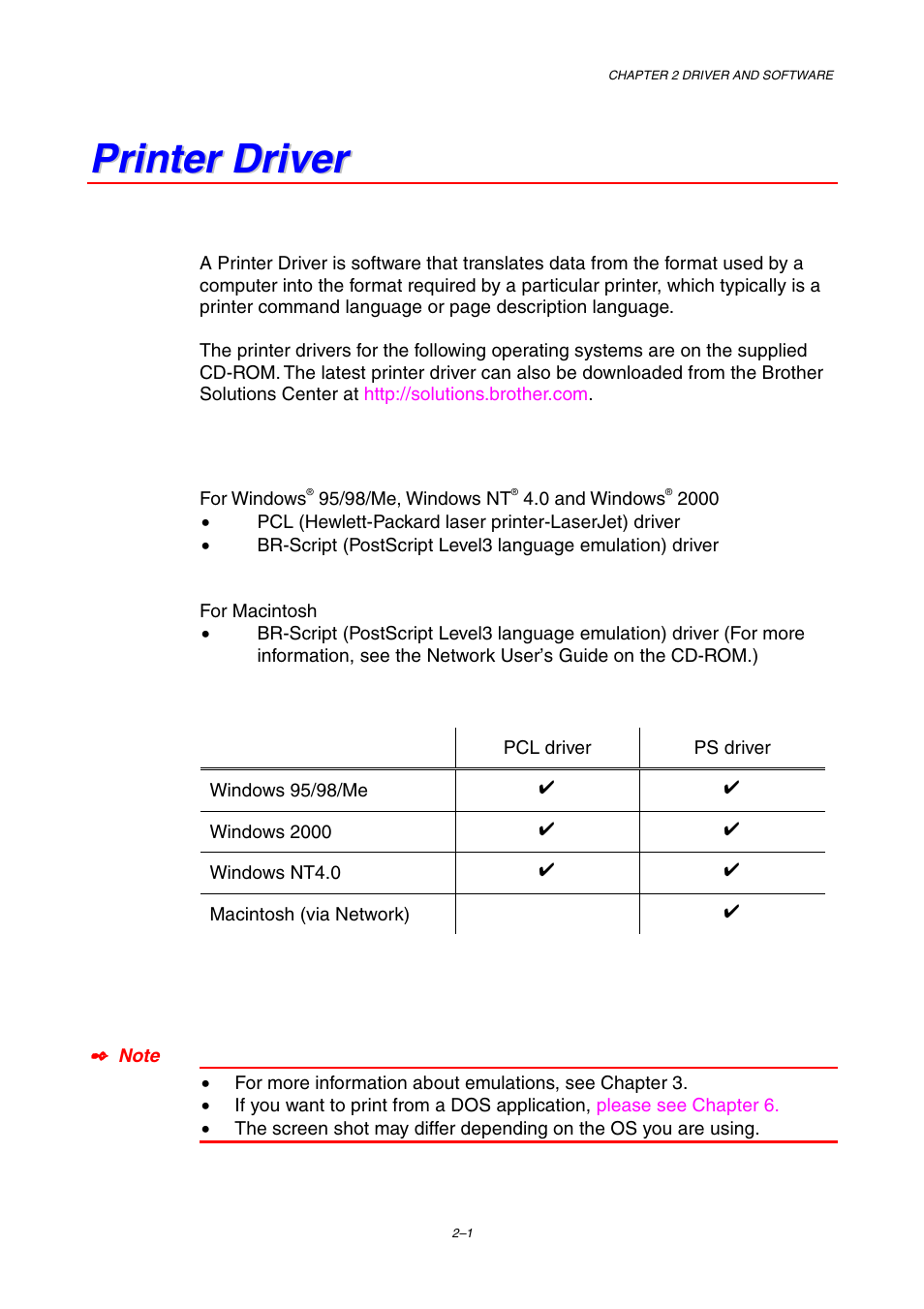 Printer driver | Brother HL-2460 User Manual | Page 61 / 245