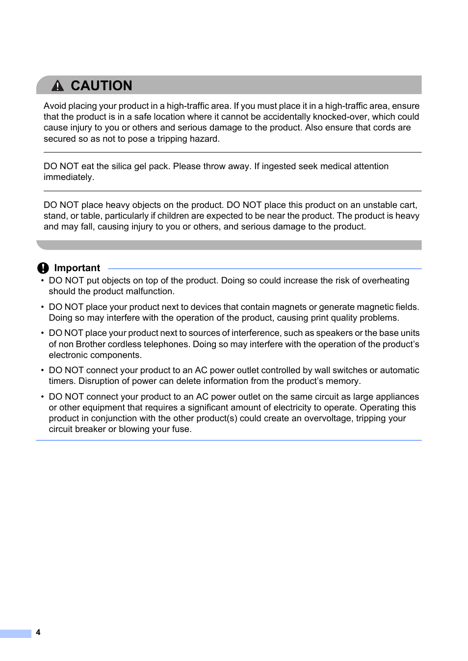 Caution, Important | Brother MFC-7240 User Manual | Page 4 / 20