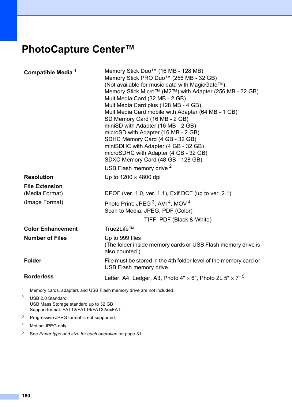 Photocapture center | Brother MFC-J4610DW User Manual | Page 174 / 186