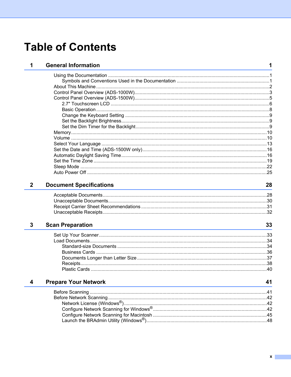 Brother ADS-1000W User Manual | Page 11 / 246