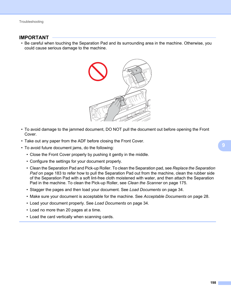 Important | Brother ADS-1000W User Manual | Page 212 / 246
