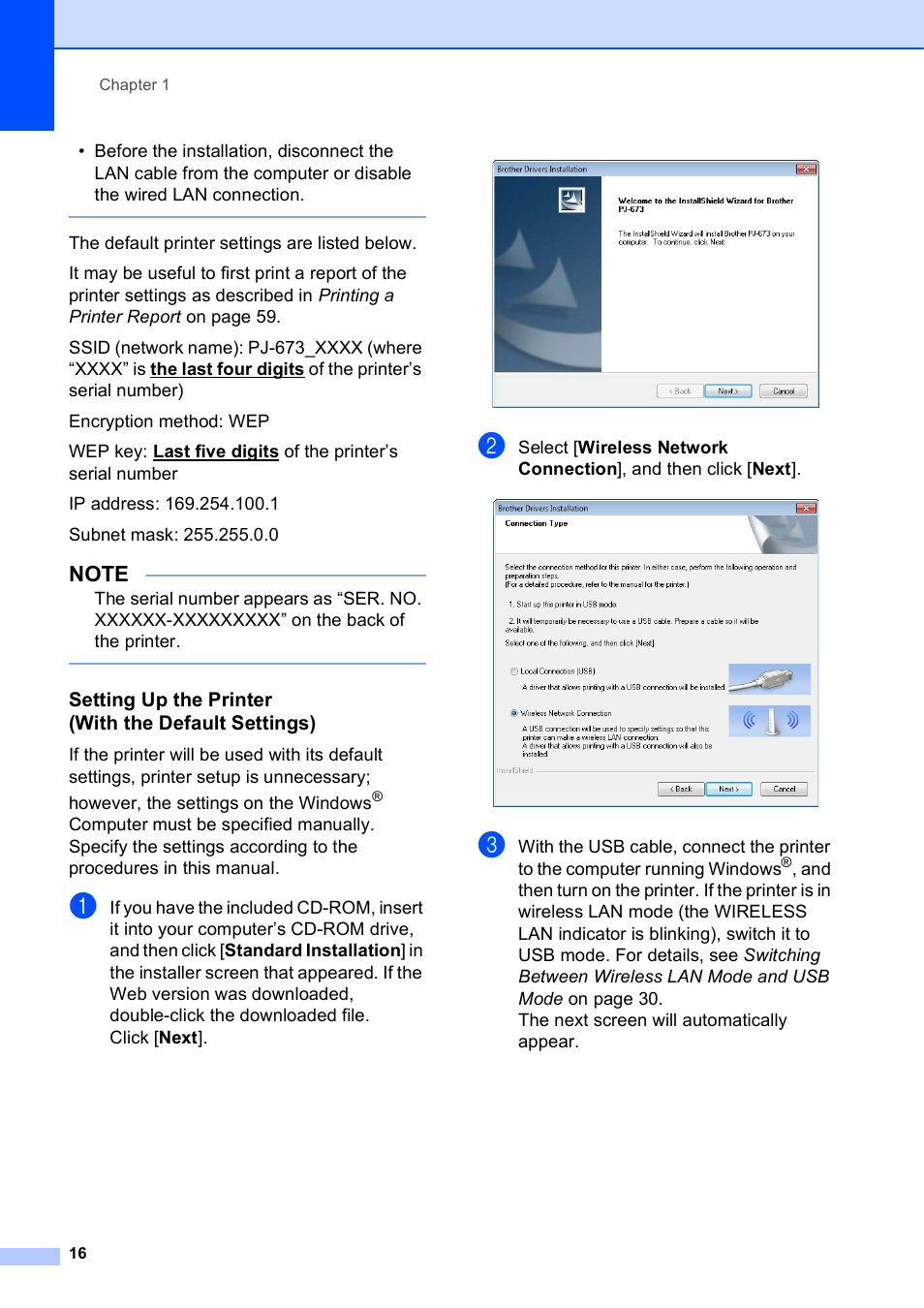 Setting up the printer (with the default settings) | Brother PocketJet PJ-673 w WLAN User Manual | Page 20 / 75