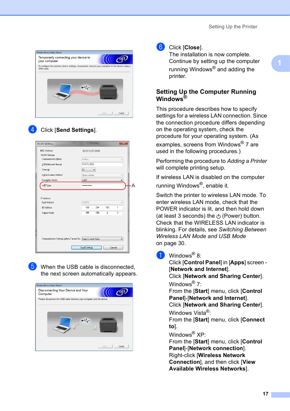 Setting up the computer running windows | Brother PocketJet PJ-673 w WLAN User Manual | Page 21 / 75