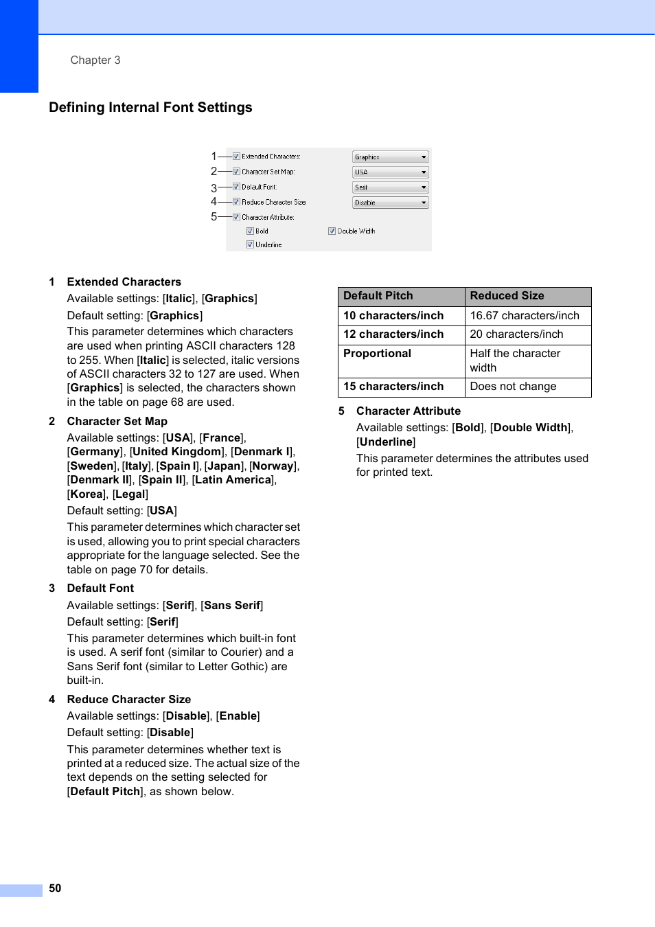 Defining internal font settings | Brother PocketJet PJ-673 w WLAN User Manual | Page 54 / 75
