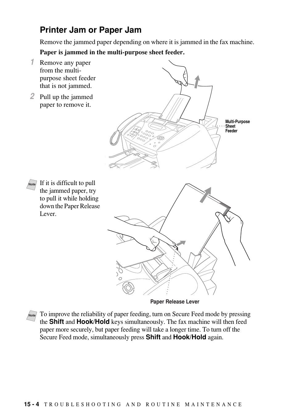 Printer jam or paper jam, Printer jam or paper jam -4 | Brother FAX-1800C User Manual | Page 116 / 144