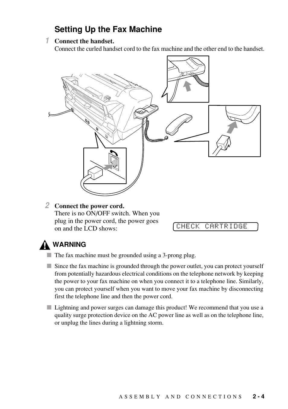 Setting up the fax machine, Setting up the fax machine -4, Setting up the fax machine 1 | Brother FAX-1800C User Manual | Page 27 / 144