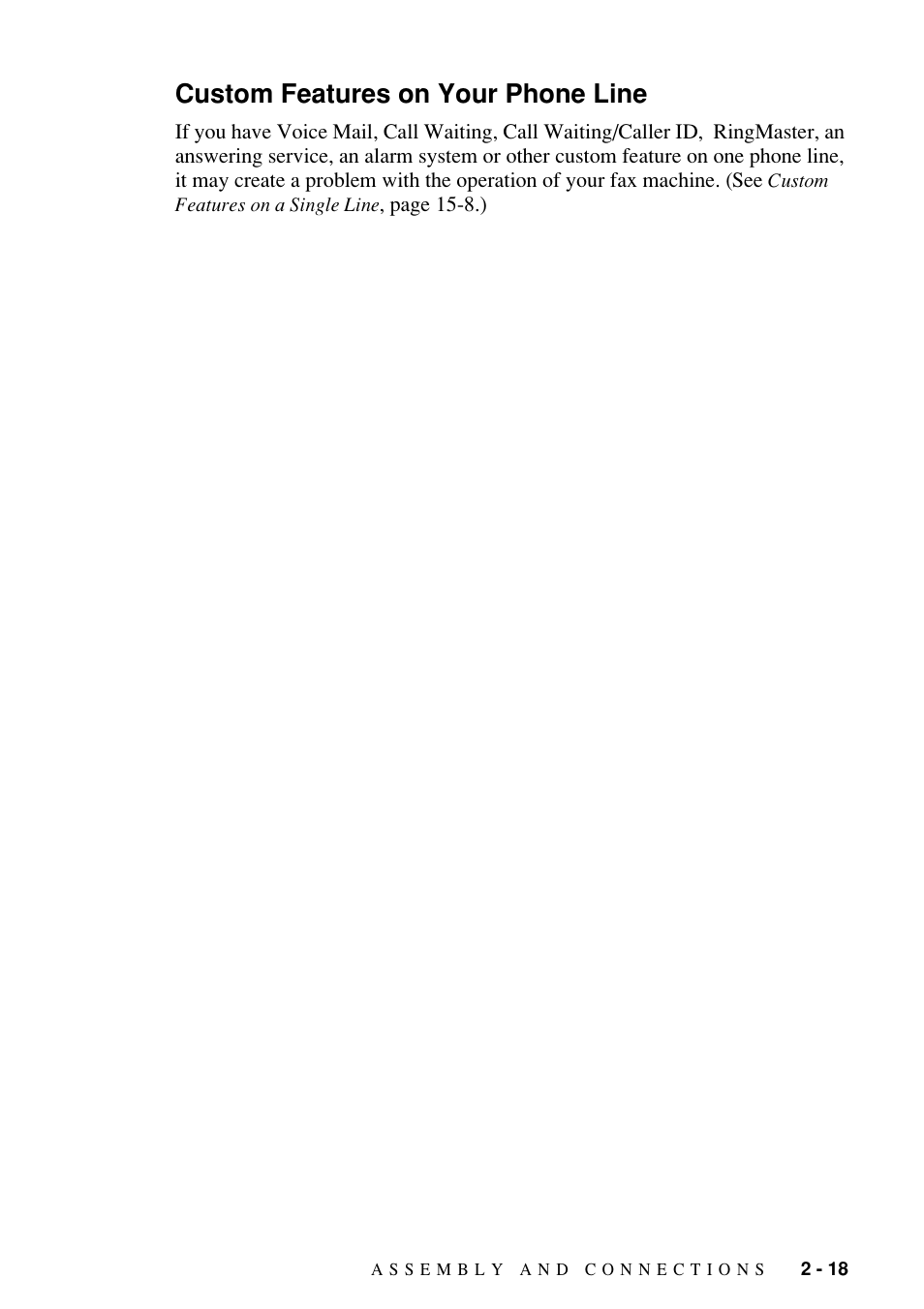 Custom features on your phone line, Custom features on your phone line -18 | Brother FAX-1800C User Manual | Page 41 / 144