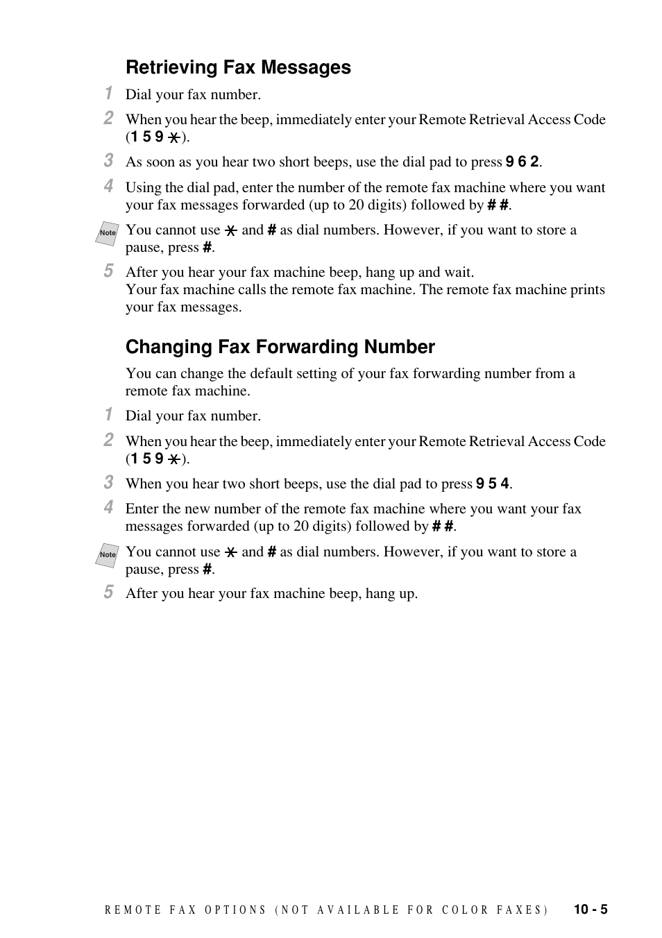 Retrieving fax messages, Changing fax forwarding number, Retrieving fax messages 1 | Brother FAX-1800C User Manual | Page 95 / 144