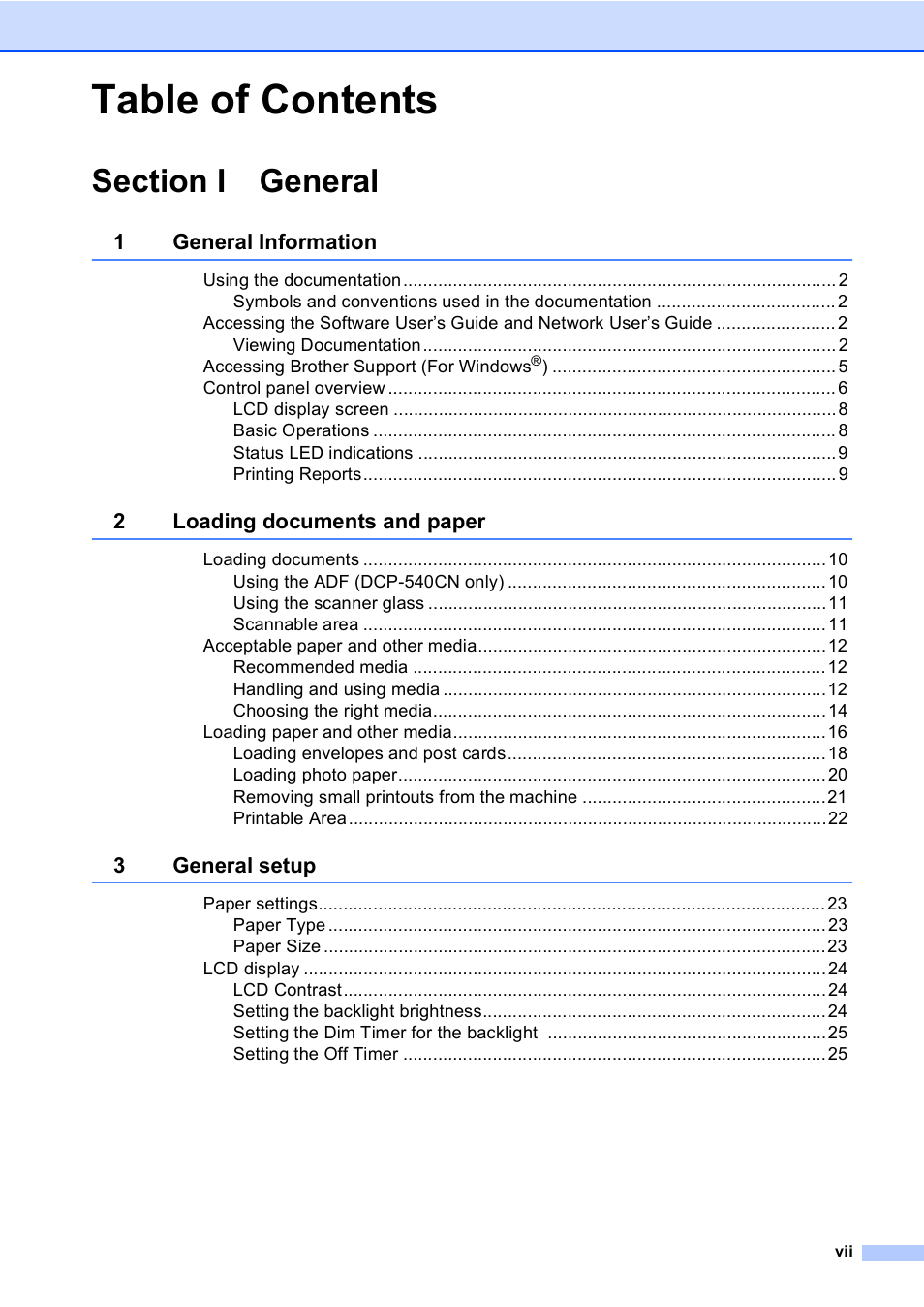 Brother DCP-330C User Manual | Page 9 / 116