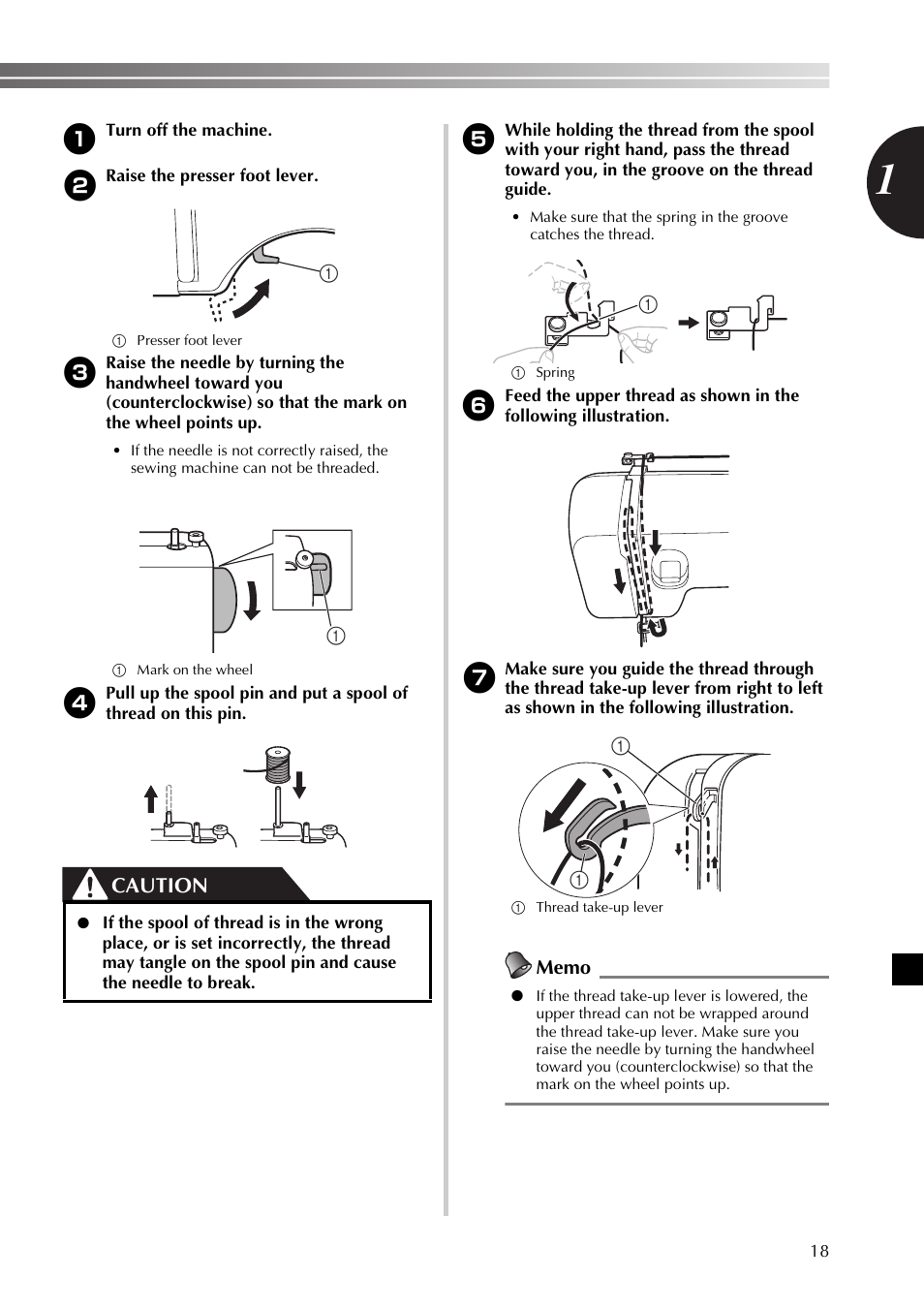Caution | Brother XM3700 User Manual | Page 19 / 104