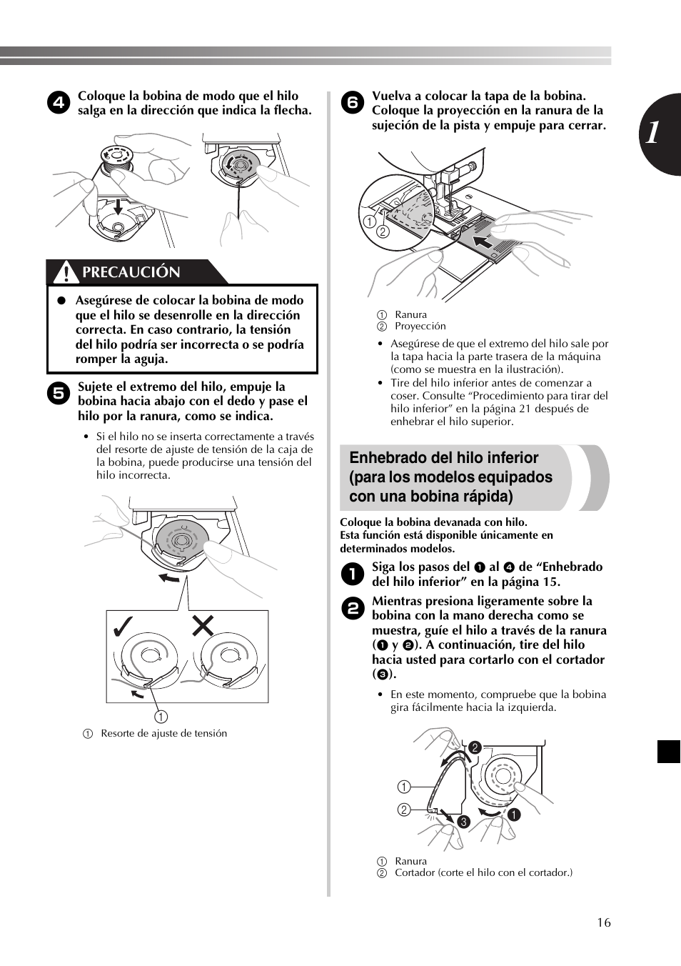 Precaución | Brother XM3700 User Manual | Page 67 / 104