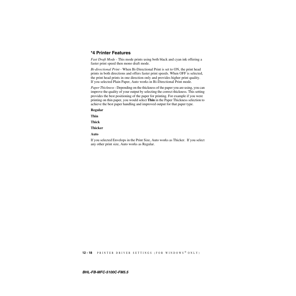 4 printer features, 4 printer features -18 | Brother MFC-5100C User Manual | Page 119 / 213