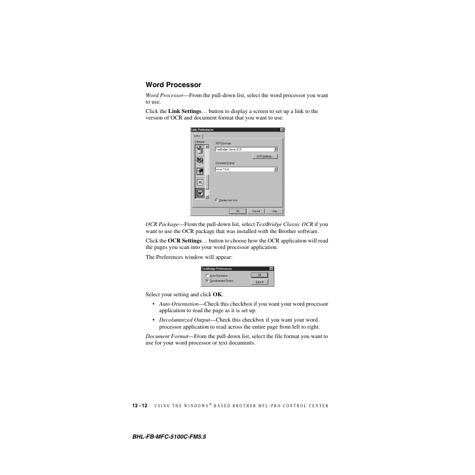 Word processor, Word processor -12 | Brother MFC-5100C User Manual | Page 131 / 213