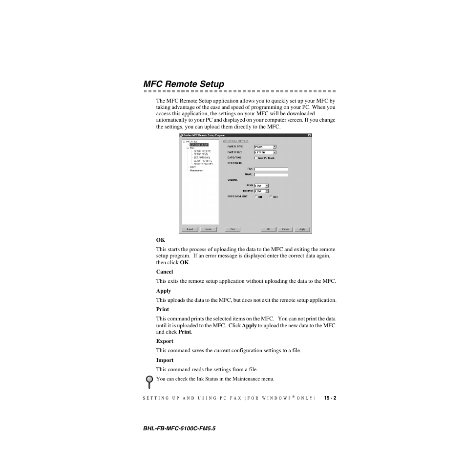 Mfc remote setup, Mfc remote setup -2 | Brother MFC-5100C User Manual | Page 144 / 213