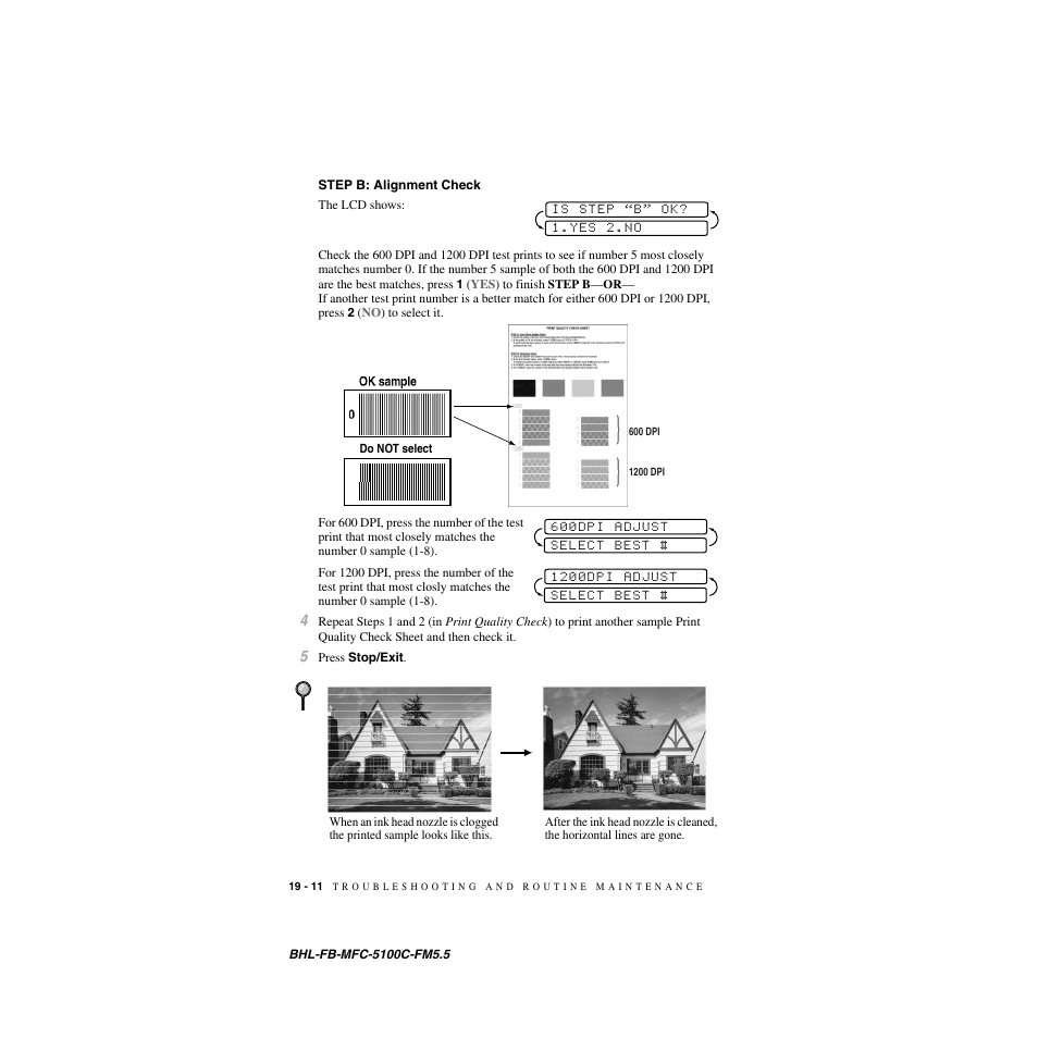 Step b: alignment check, Step b: alignment check -11 | Brother MFC-5100C User Manual | Page 189 / 213