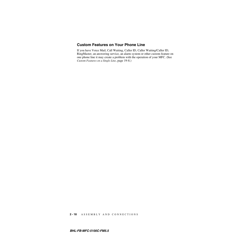 Custom features on your phone line, Custom features on your phone line -18 | Brother MFC-5100C User Manual | Page 45 / 213