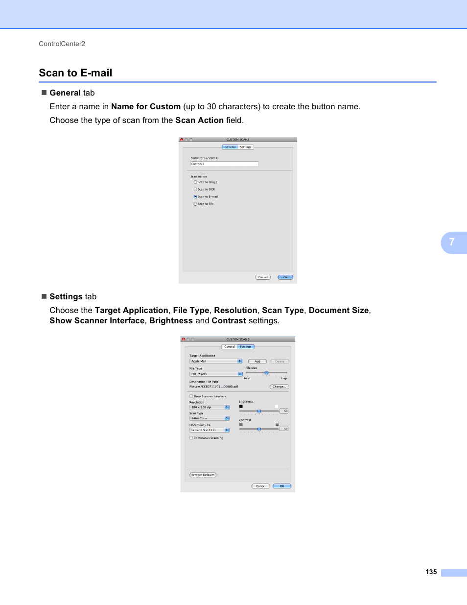 Scan to e-mail, 7scan to e-mail | Brother DCP-J140W User Manual | Page 142 / 166