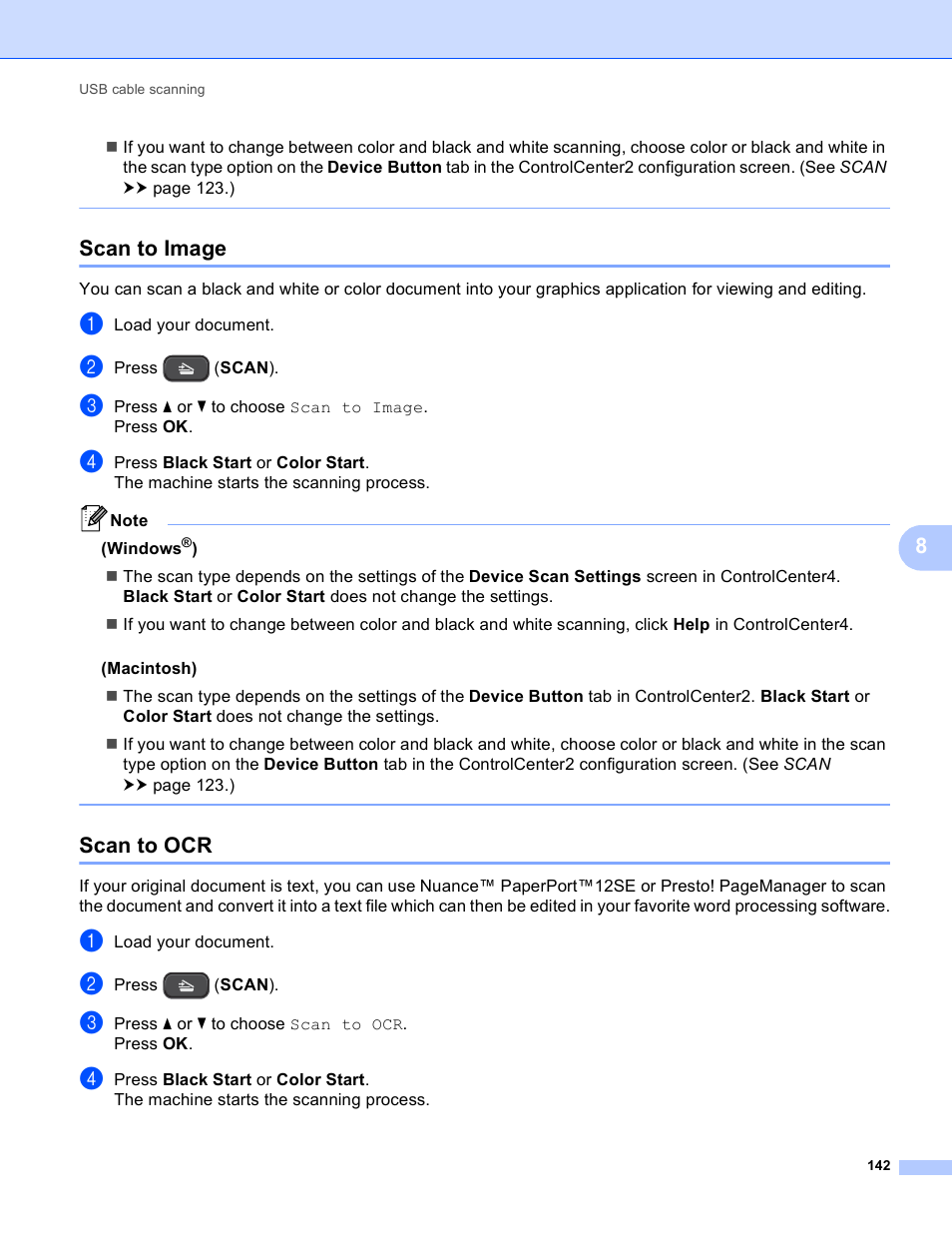 Scan to image, Scan to ocr, Scan to image scan to ocr | Brother DCP-J140W User Manual | Page 149 / 166