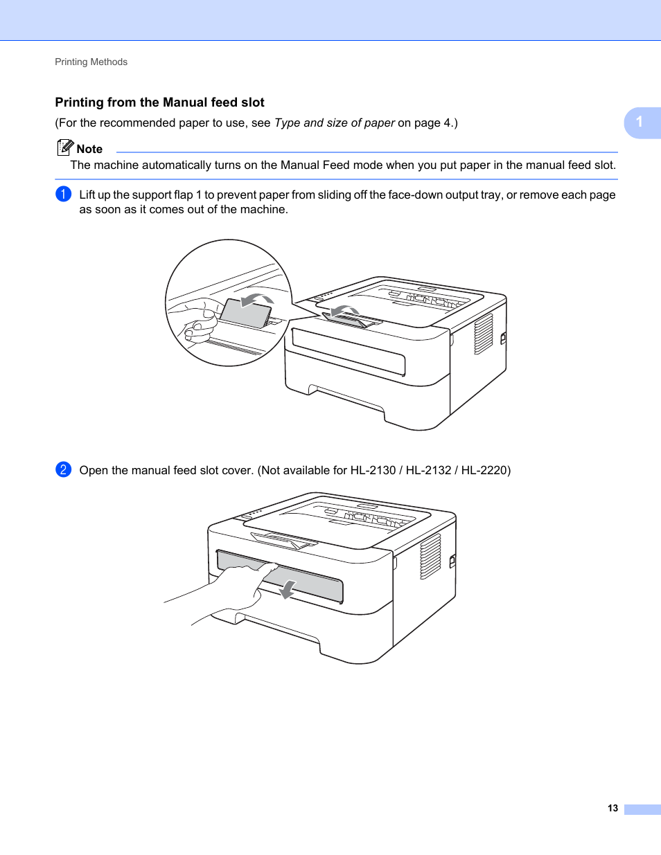 Printing from the manual feed slot | Brother HL 2270DW User Manual | Page 17 / 150
