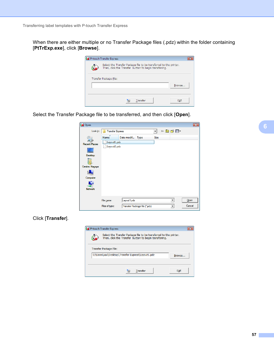 Click [ transfer | Brother TD-2120N User Manual | Page 61 / 94