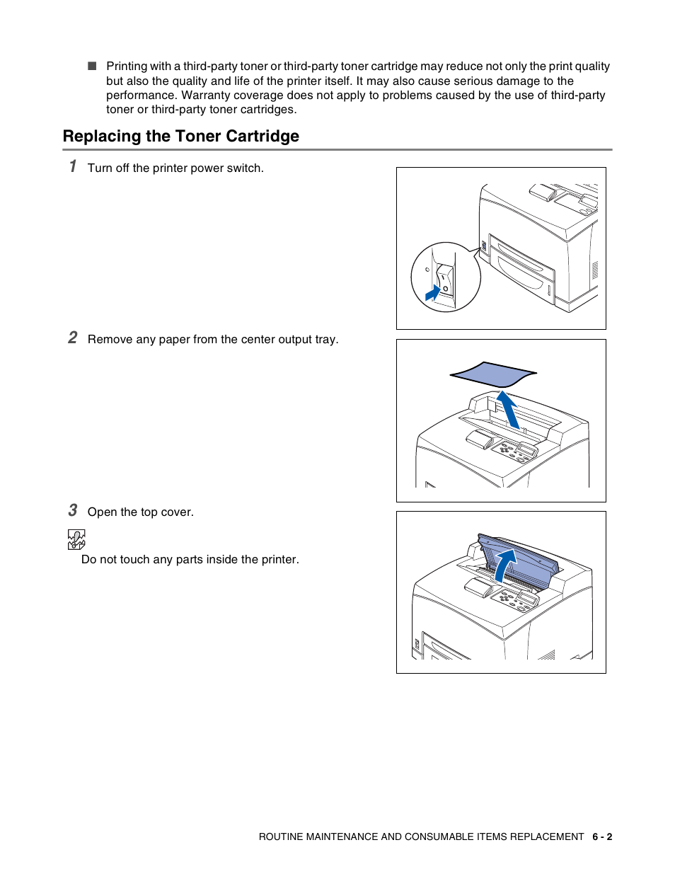 Replacing the toner cartridge, Replacing the toner cartridge -2 | Brother HL-8050N User Manual | Page 142 / 216