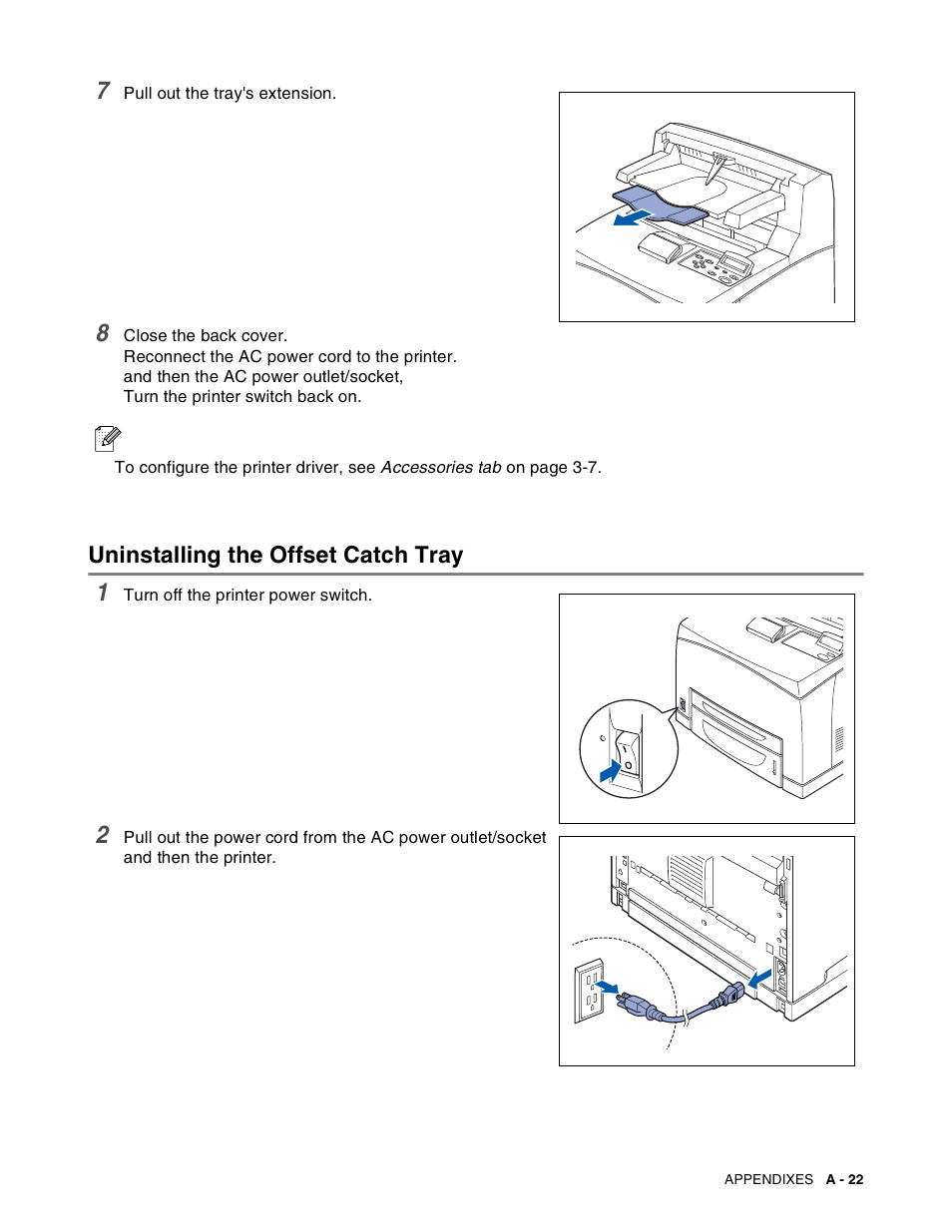 Uninstalling the offset catch tray | Brother HL-8050N User Manual | Page 180 / 216