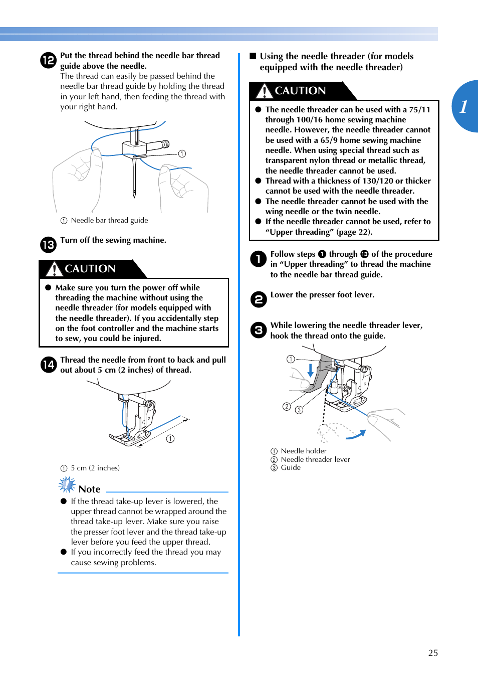 Caution | Brother CP-7500 User Manual | Page 27 / 100