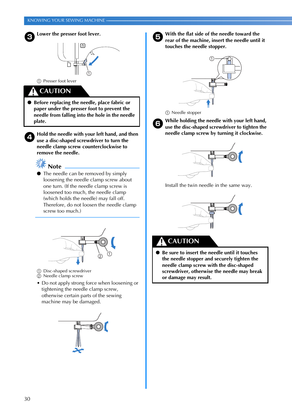 Caution | Brother CP-7500 User Manual | Page 32 / 100