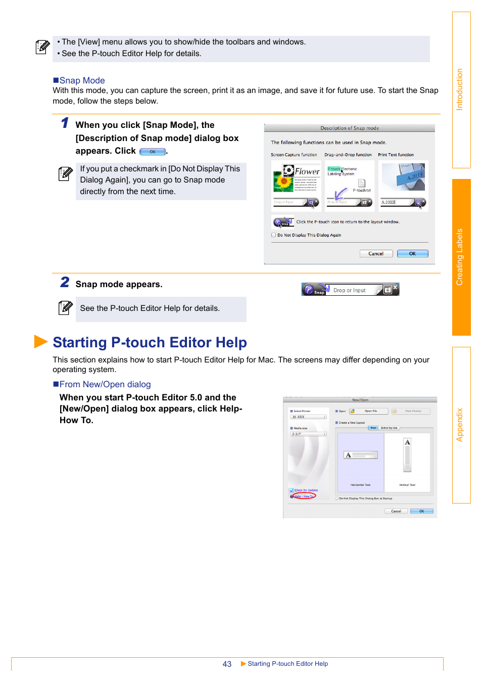 Starting p-touch editor help | Brother QL-1060N User Manual | Page 44 / 48