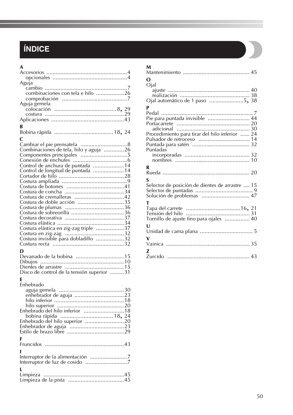 Índice | Brother SB530T User Manual | Page 101 / 104