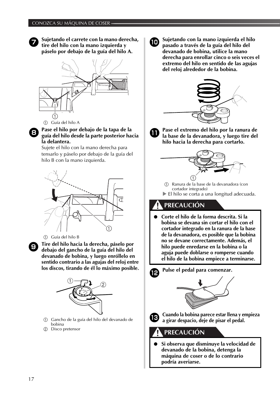 Precaución | Brother SB530T User Manual | Page 68 / 104
