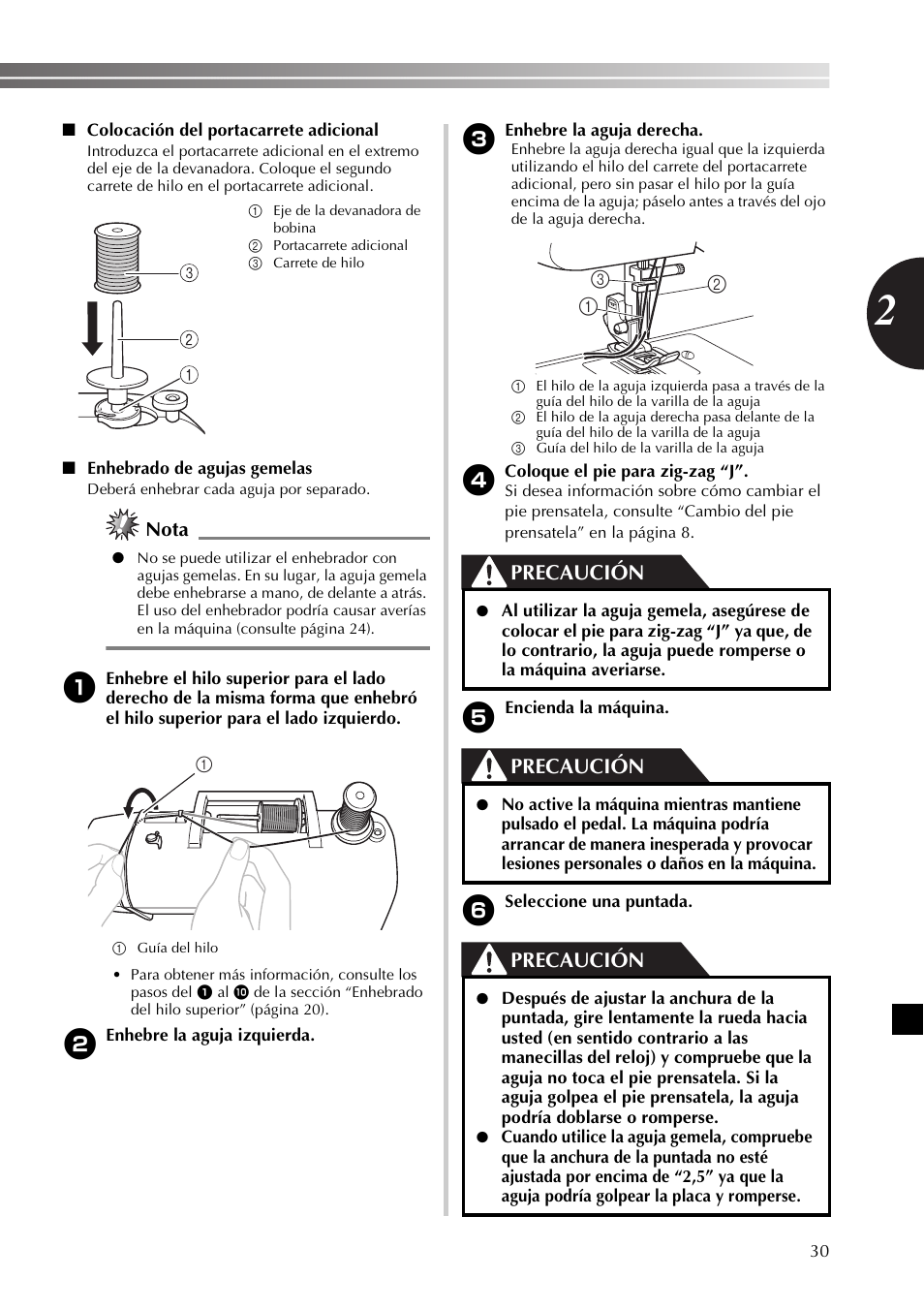 Precaución, Nota | Brother SB530T User Manual | Page 81 / 104