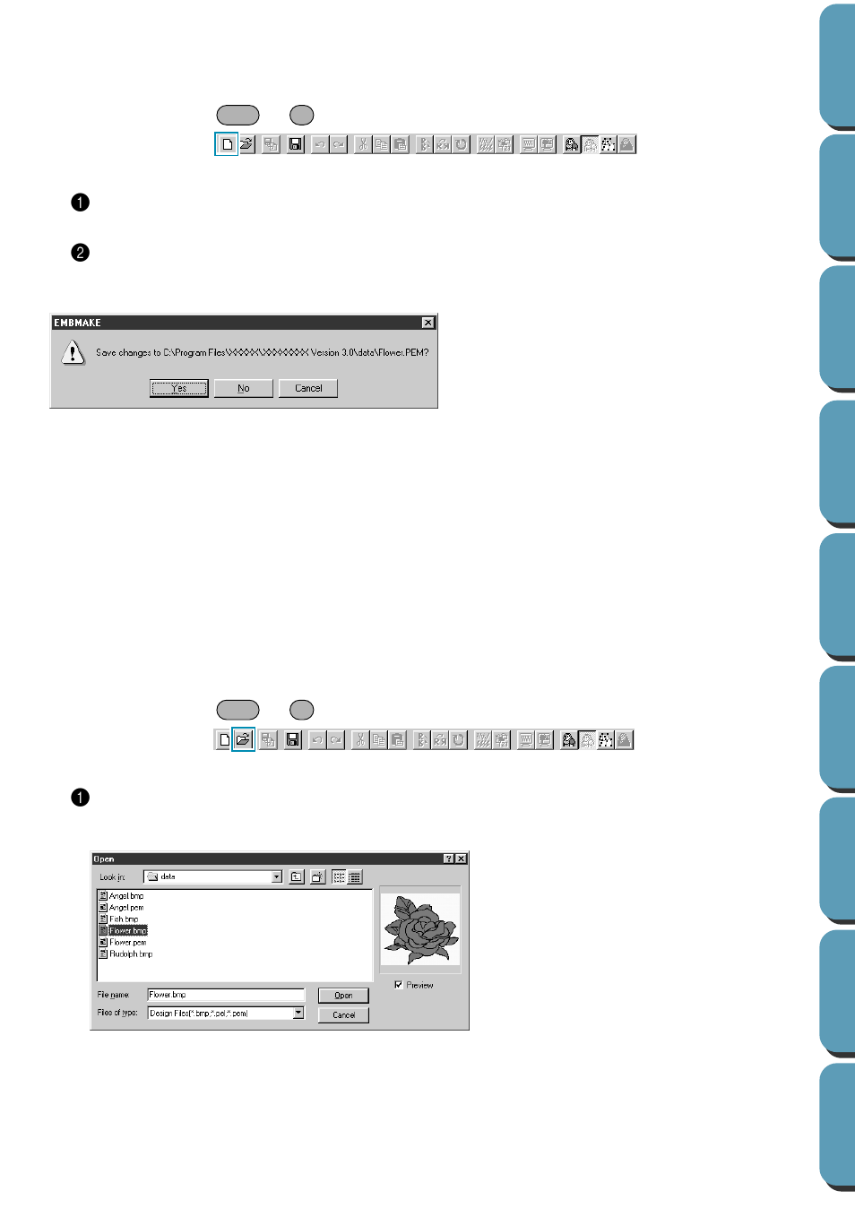 Open, New • open | Brother PE-DESIGN Ver.432 User Manual | Page 84 / 224