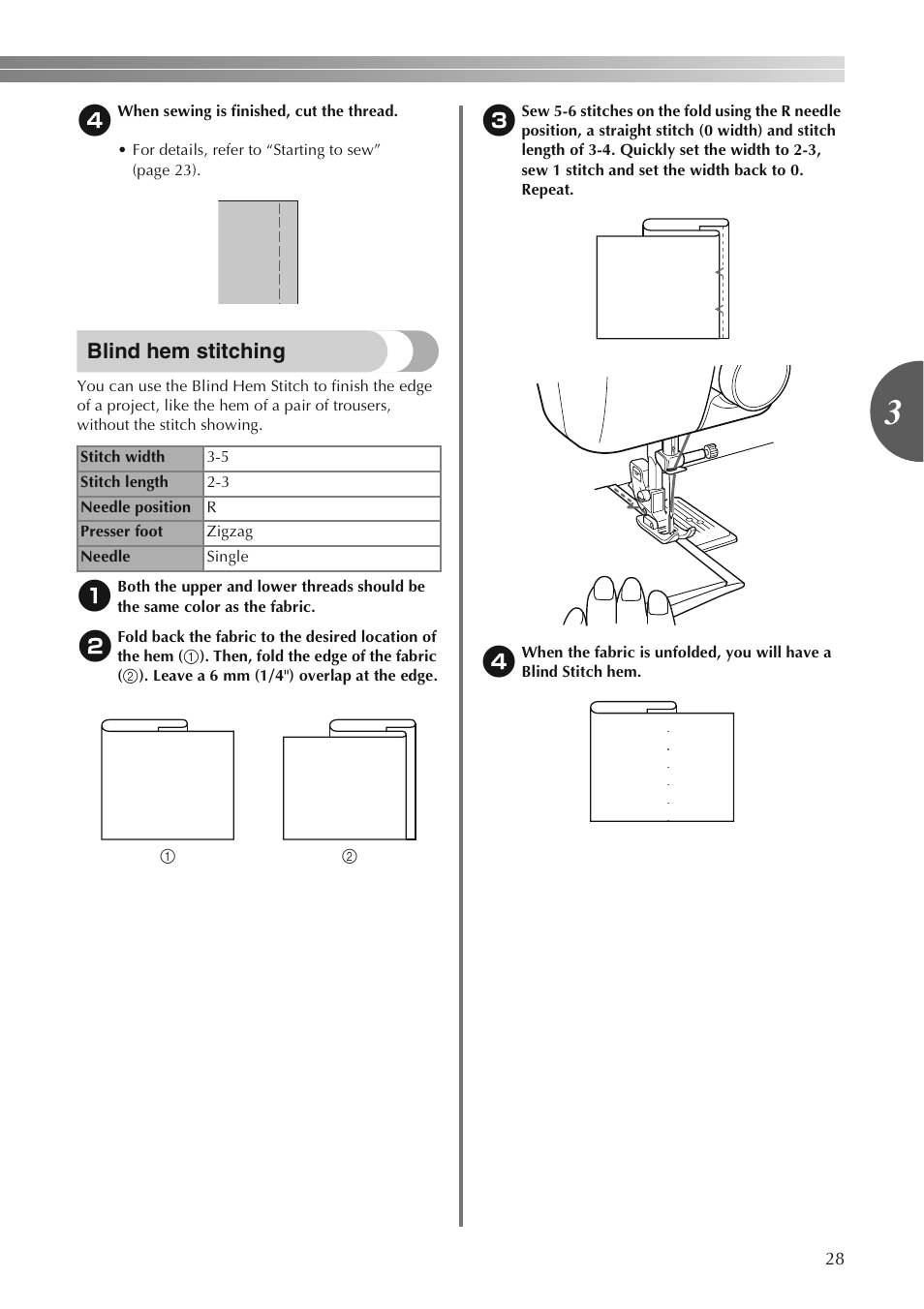 Blind hem stitching | Brother LS2250PRW User Manual | Page 29 / 96